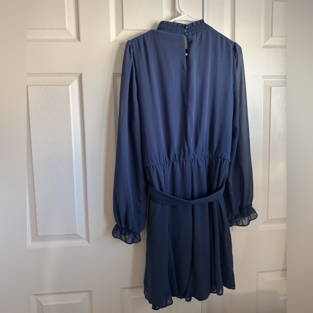Nine West Navy Long-Sleeve Belted Dress - Picture 3 of 9
